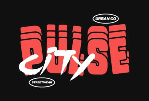 Pulse Stadt Streetwear Urban Co Grafik mit fetter segmentierter Typografie T-Shirt Design Vorlage