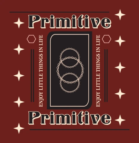 Primitive Design Template for Artistic Merchandise Featuring Geometric Elements