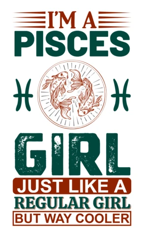 Modello di design tipografico vintage della ragazza Pesci per abbigliamento personalizzato