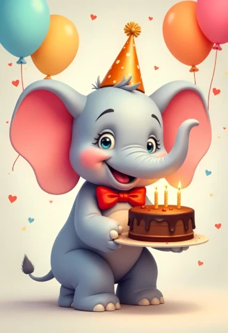 Modelo de convite de festa de aniversário de elefante adorável