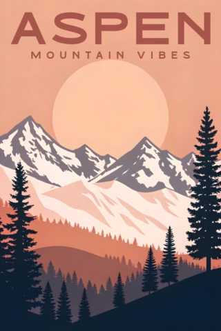 Mountain Vibes Design Template for Poster with Retro Style and Nature Elements