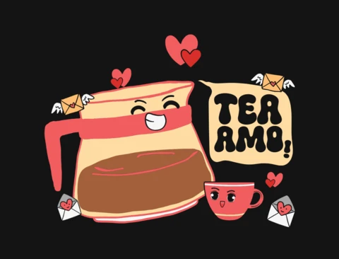 Tea Amo Drink Cute Valentine's T-Shirt Design Template