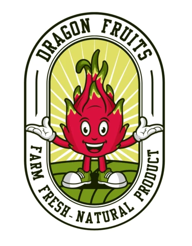 Logotipo de produto natural fresco de frutas do dragão