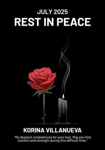 Funeral Tribute Soft Candle Glow and Rose Memorial Rest in Peace Poster Design Template