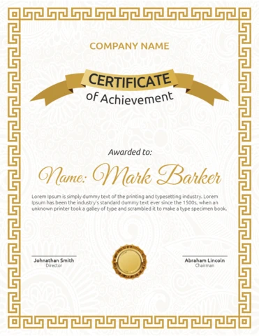 Elegante certificado de reconocimiento vintage marco poste plantilla de diseño