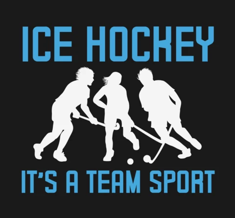 Ice Hockey Team Sport Silhouette with Motivational T-Shirt Design Template