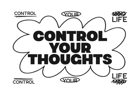 Control Your Thoughts Control Your Life Motivational Quote & Visual Contrast T-Shirt Design Template