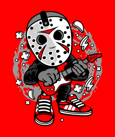 Modèle de conception de t-shirt de personnage de dessin animé rock star de Jason Voorhees