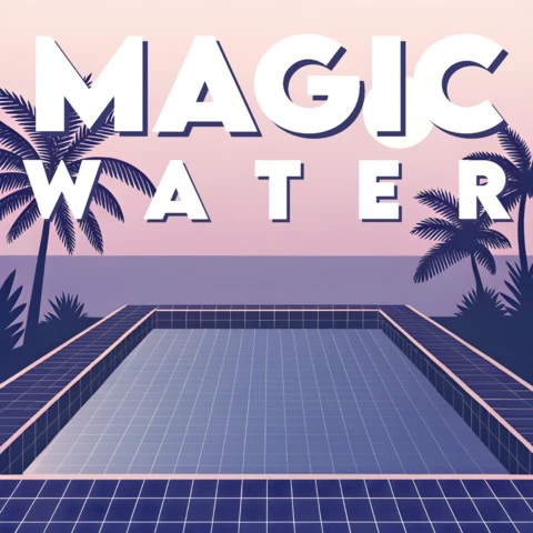 Modèle de conception de piscine rétro plate en eau magique pour les invitations à une fête d'été