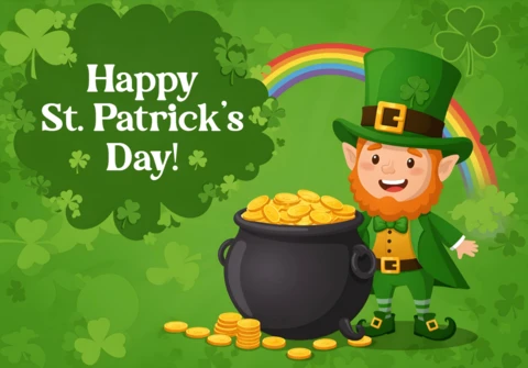Modèle de présentation pour la fête de la St-Patrick avec lutin et or