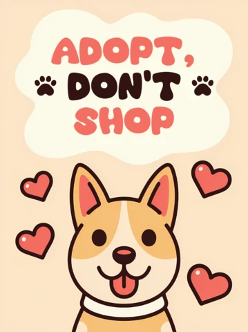Modèle de conception d'adoption de chien joueur pour affiches