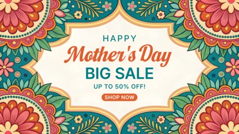 Vibrant Floral Mother's Day Sale Template Design - Editable Promotional Graphic