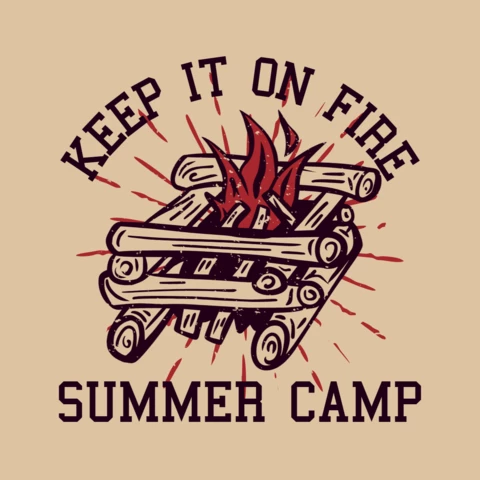 Summer Camp Vintage T-shirt Design Template