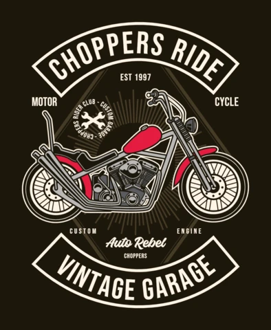 Chopper Rider Vintage Garage T-Shirt Design Template