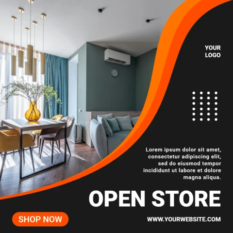 Black And Orange Curves Commercial Instagram Post Design Template