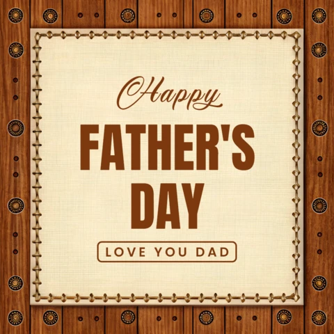 Rustic Father's Day Card Template Design with Warm Wood Elements