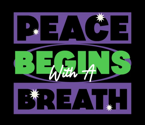 Peace Begins With a Breath Motivational Mindfulness Quote & Star Symbol T-Shirt Design Template
