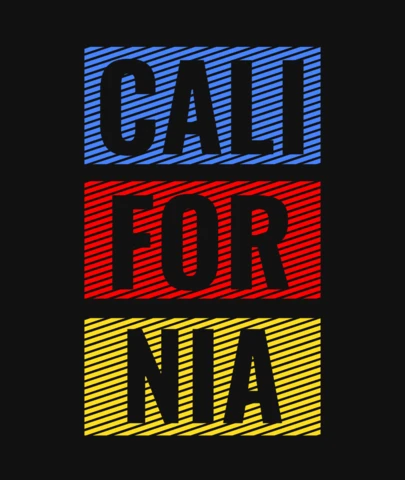 Plantilla de diseño de camiseta con tipografía californiana