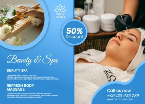 Güzellik spa'sı için rahatlatıcı estetiğe sahip broşürler için tanıtım şablonu