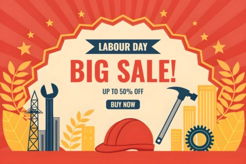 Labour Day Big Sale Design Template - Vintage Style Promotional Graphic
