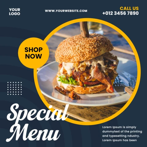 Punchy Visual Street Food Ad Instagram Post Design Template