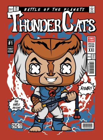 Modelo de design de capa de revista de personagem de desenho animado Thunder Cats