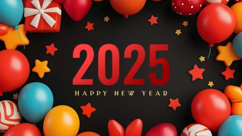 Festive Balloons New Year Celebration Design Template