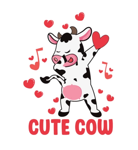 Valentines Day Cute Cow T-Shirt Design Template