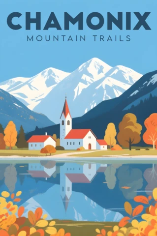 Chamonix Mountain Trails Design Template for Nature Poster