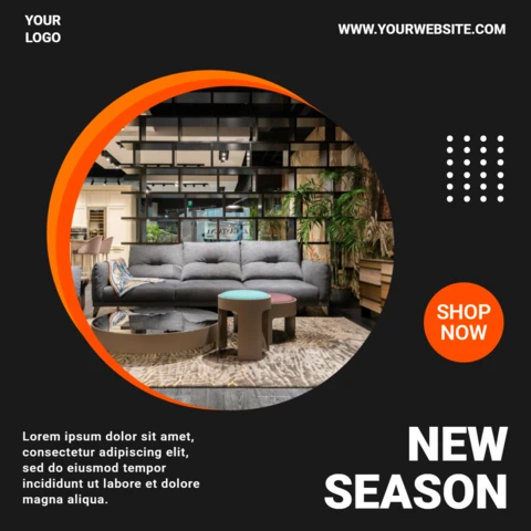Circle Black And Orange Social Media Post Design Template