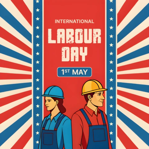 Retro Labour Day Celebration Design Template for Editable Graphics