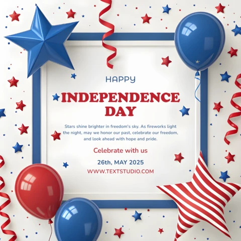 Design festivo 3D realista para o dia 4 de julho, template de cartão de saudação para o dia da independência americana.