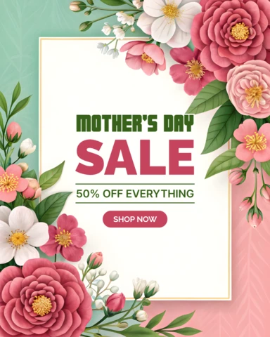 Mother's Day Sale Template - Elegant Floral Design with Discount