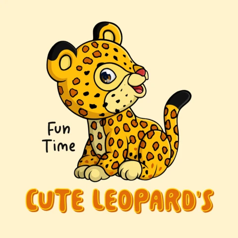 Cute Leopard's Fun Time Design Minimalist Template For Kids Apparel