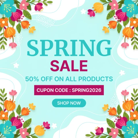 Plantilla de diseño de cartel de venta especial de primavera con flores coloridas y banner promocional