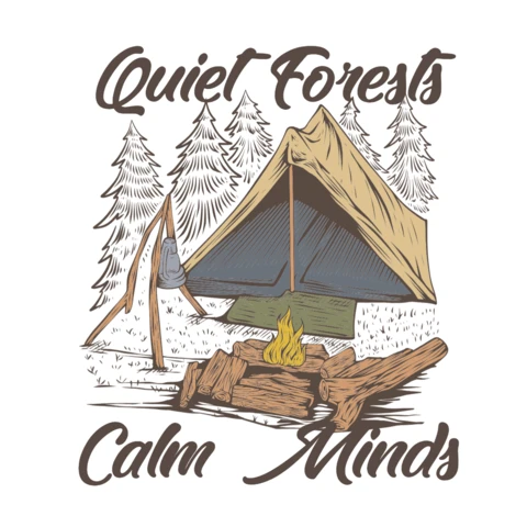 Camping Adventure Design Template with Tent and Forest Elements