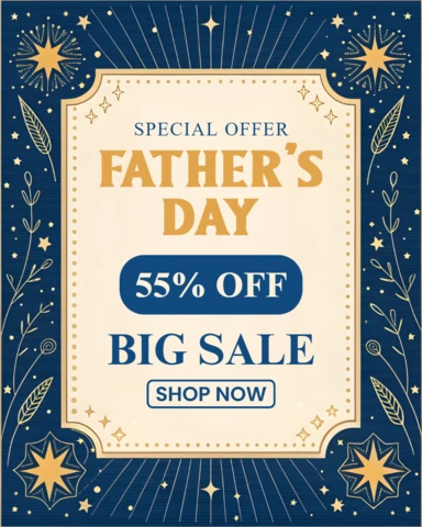 Father's Day Sale Design Template with Stars and Decorative Elements