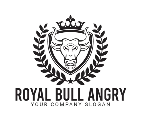 Modello di progettazione del logo arrabbiato del toro reale
