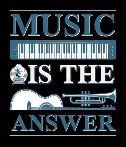 Plantilla de diseño de cita musical vintage: "la música es la respuesta" con instrumentos
