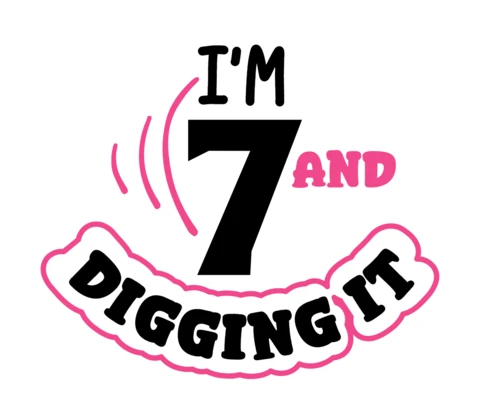 I'm 7 And Digging It Girl Birthday T-Shirt Template