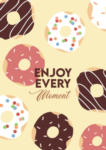 Enjoy every moment donuts retro poster design template