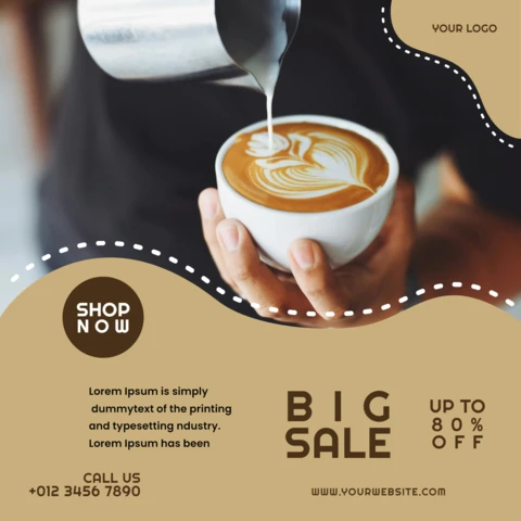 Plantilla de diseño de publicación de Instagram de cafetería con gran oferta