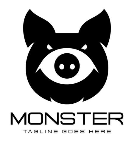 Plantilla de diseño de logotipo de monstruo porcino