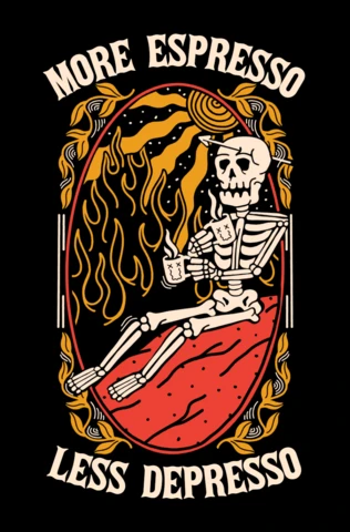 Retro Skeleton Coffee Design Template for Quirky Apparel