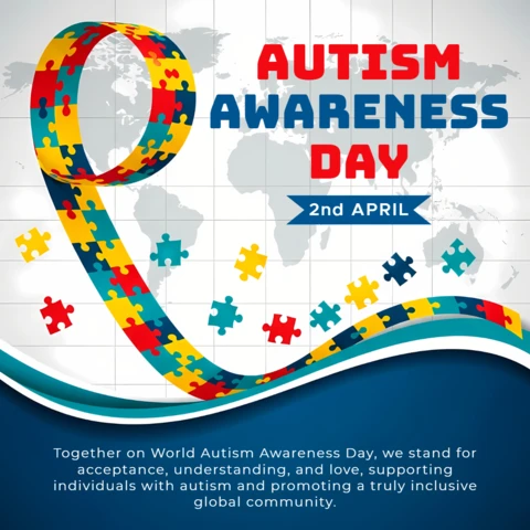 Autism Awareness Day Design Template with Puzzle Pieces for Posters and Flyers