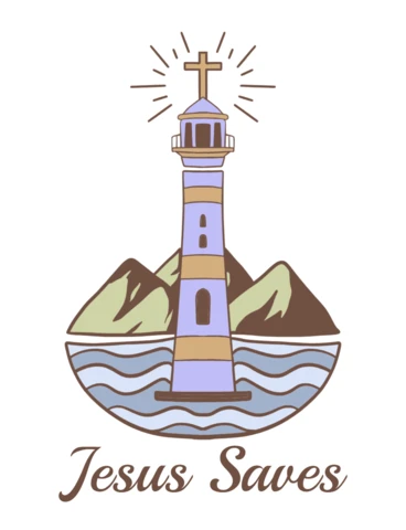 Jesus salva farol de fé e esperança design de camiseta gráfico modelo