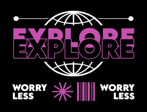 Explore Explore Globe with Motivational 'Worry Less' Quote T-Shirt Design Template