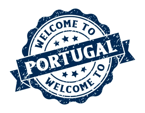Bienvenue au Portugal - Modèle de logo pour un timbre-poste