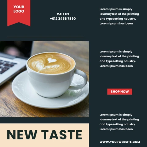 New Taste Coffee Social Media Poster Design Template