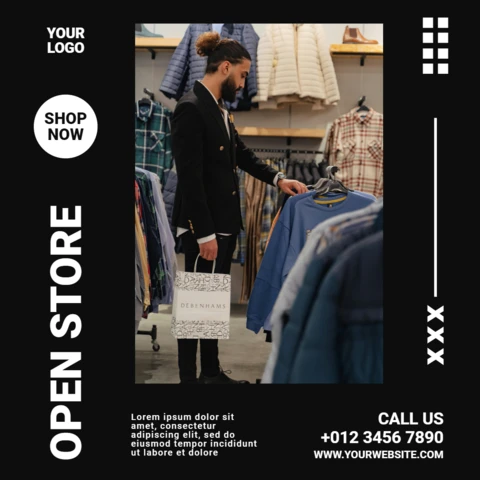 Open Store Fashion Advertising Instagram Post Design Template